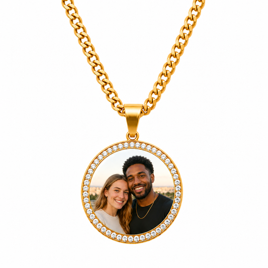 Circle Zirconia Photo Pendant