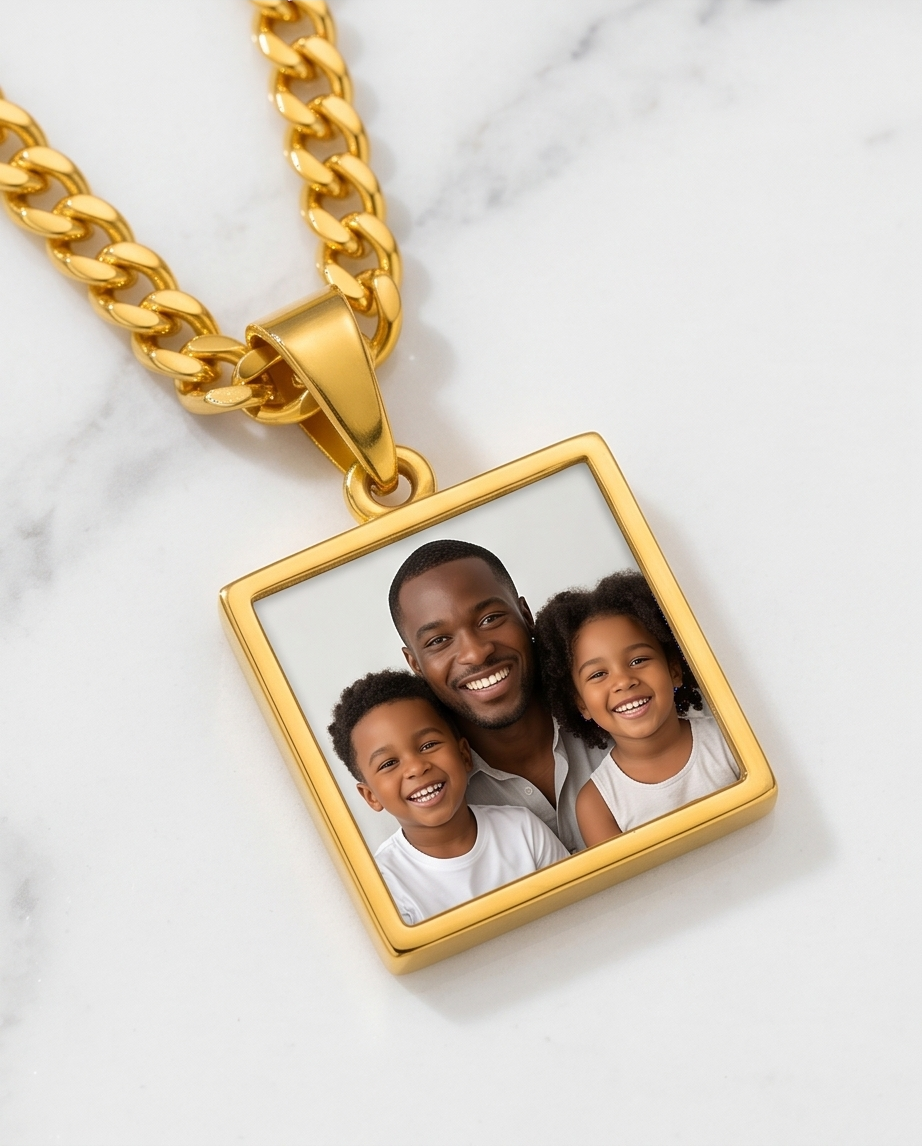 Square Custom Photo Pendant Necklace 