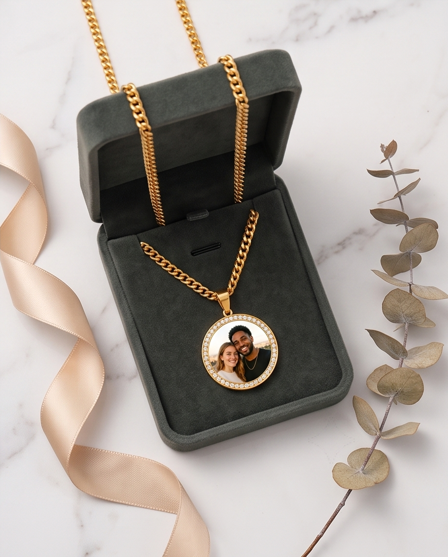 Circle Zirconia Photo Pendant