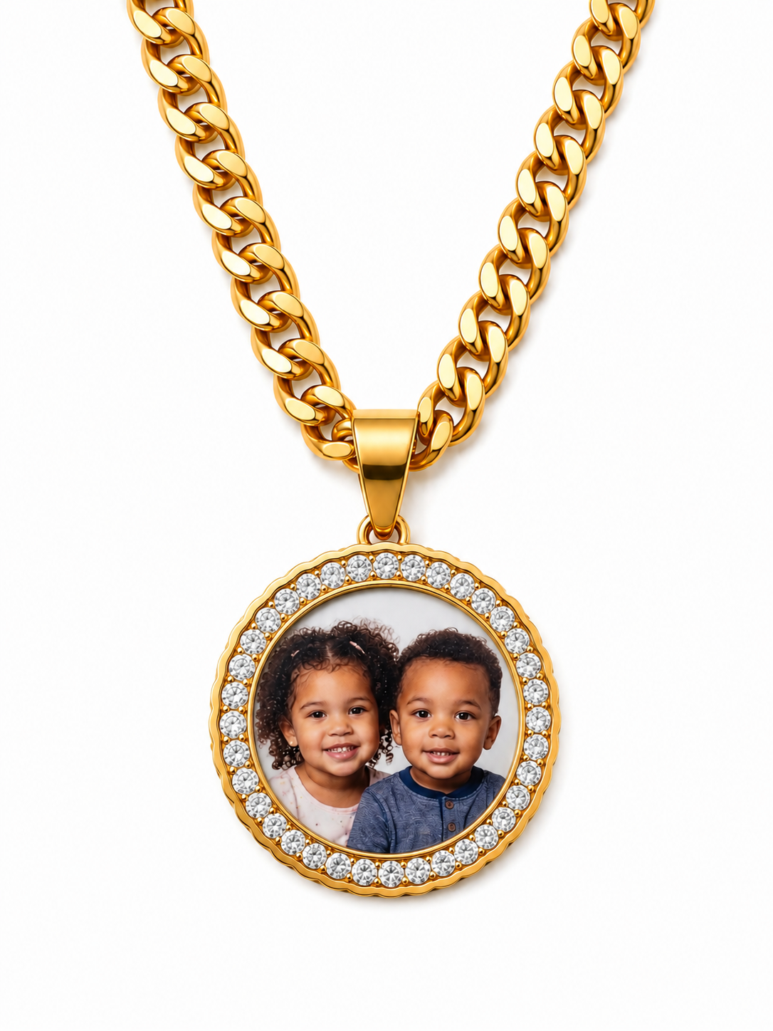 Small Circle Zirconia Photo Pendant