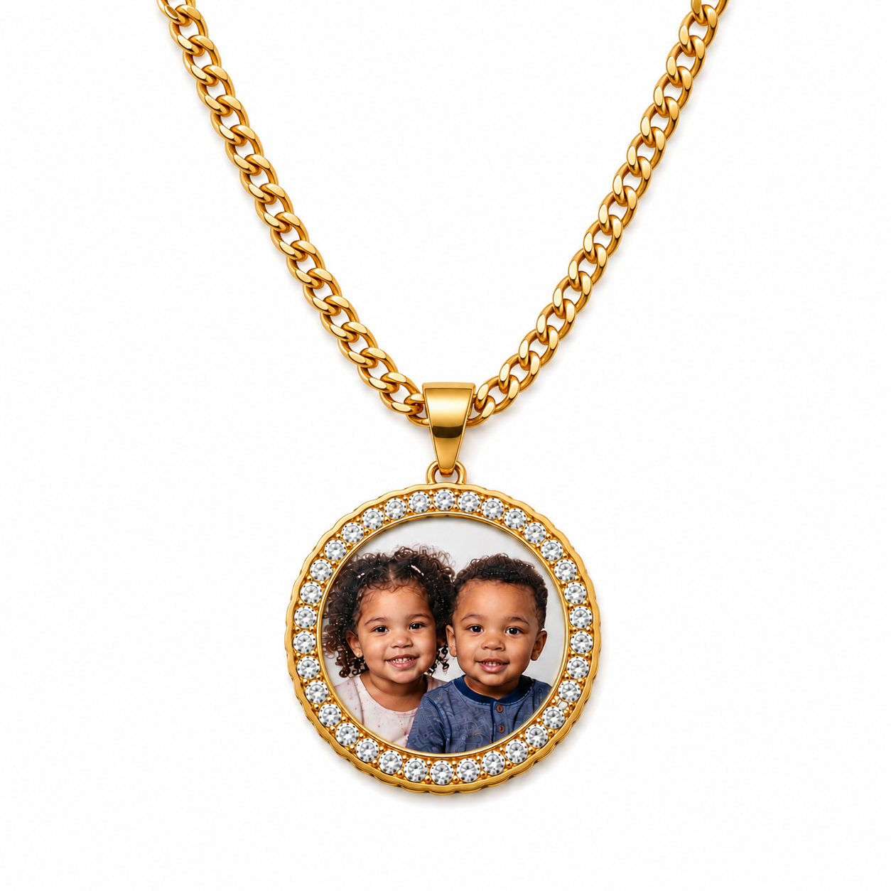 Small Circle Zirconia Photo Pendant