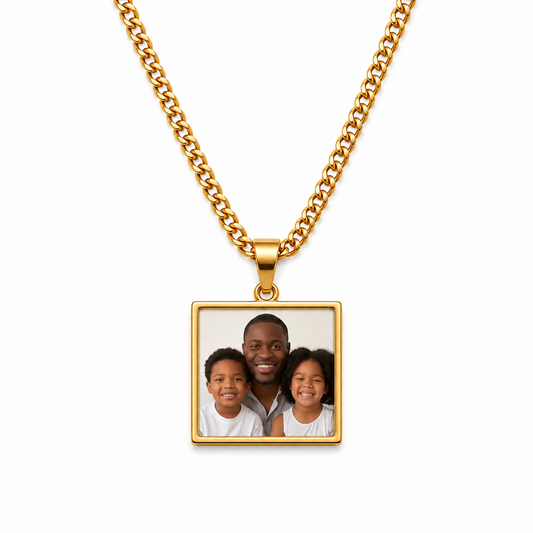 Square Custom Photo Pendant Necklace 