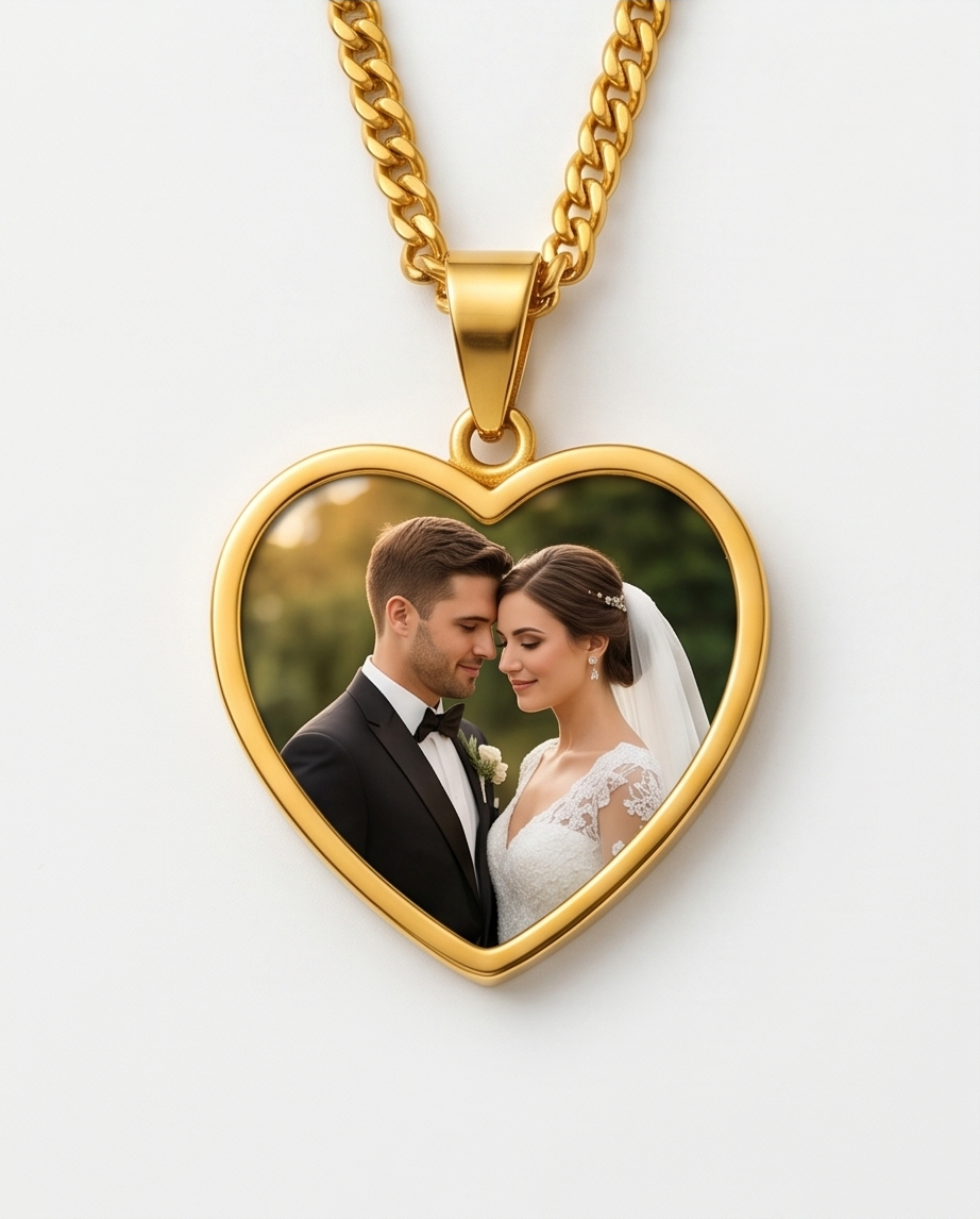 Heart Photo Pendant Necklace