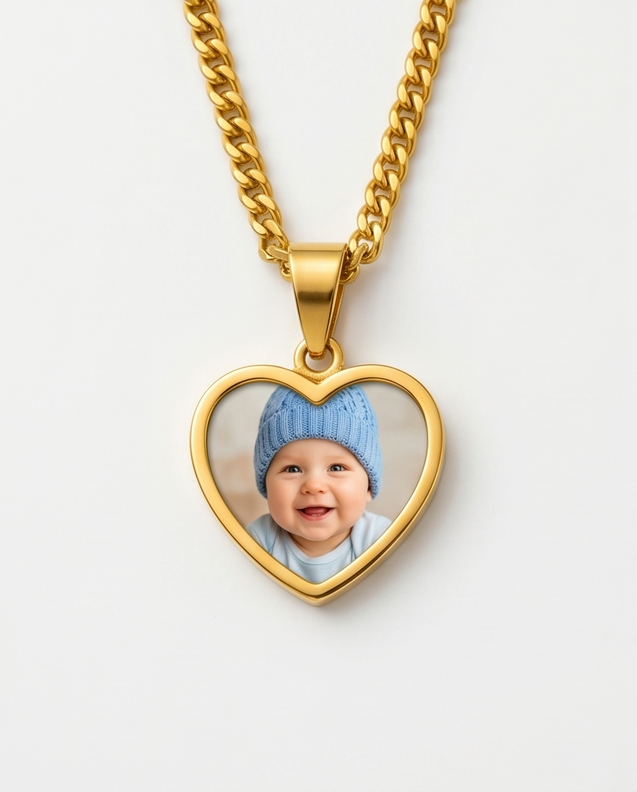 Heart Photo Pendant Necklace