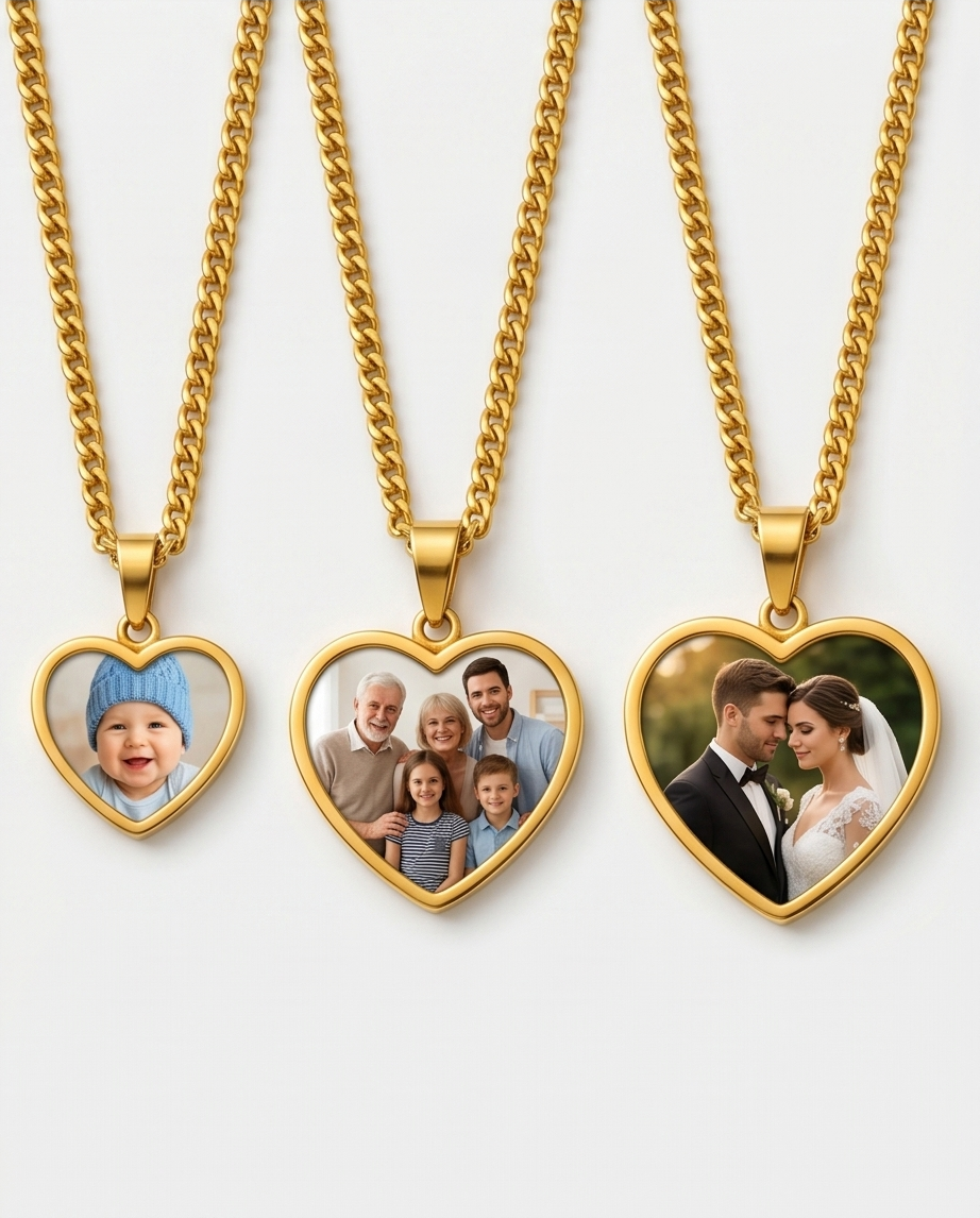 Heart Photo Pendant Necklace