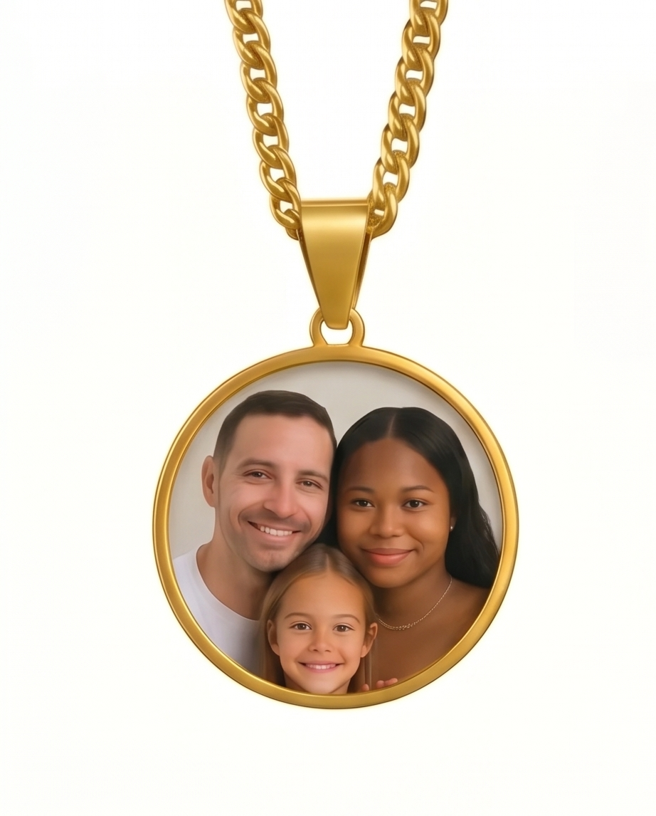 Custom Round Photo Pendant Necklace