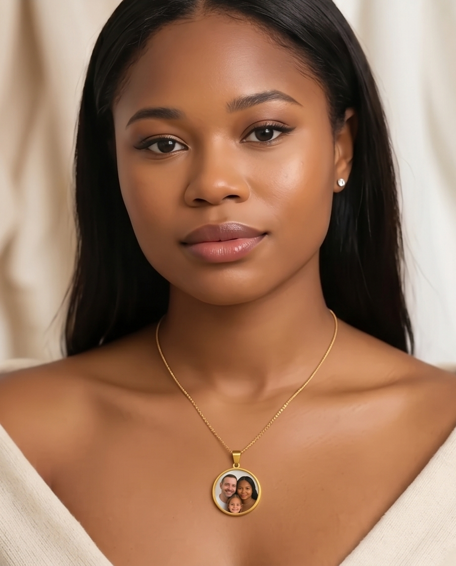 Custom Round Photo Pendant Necklace